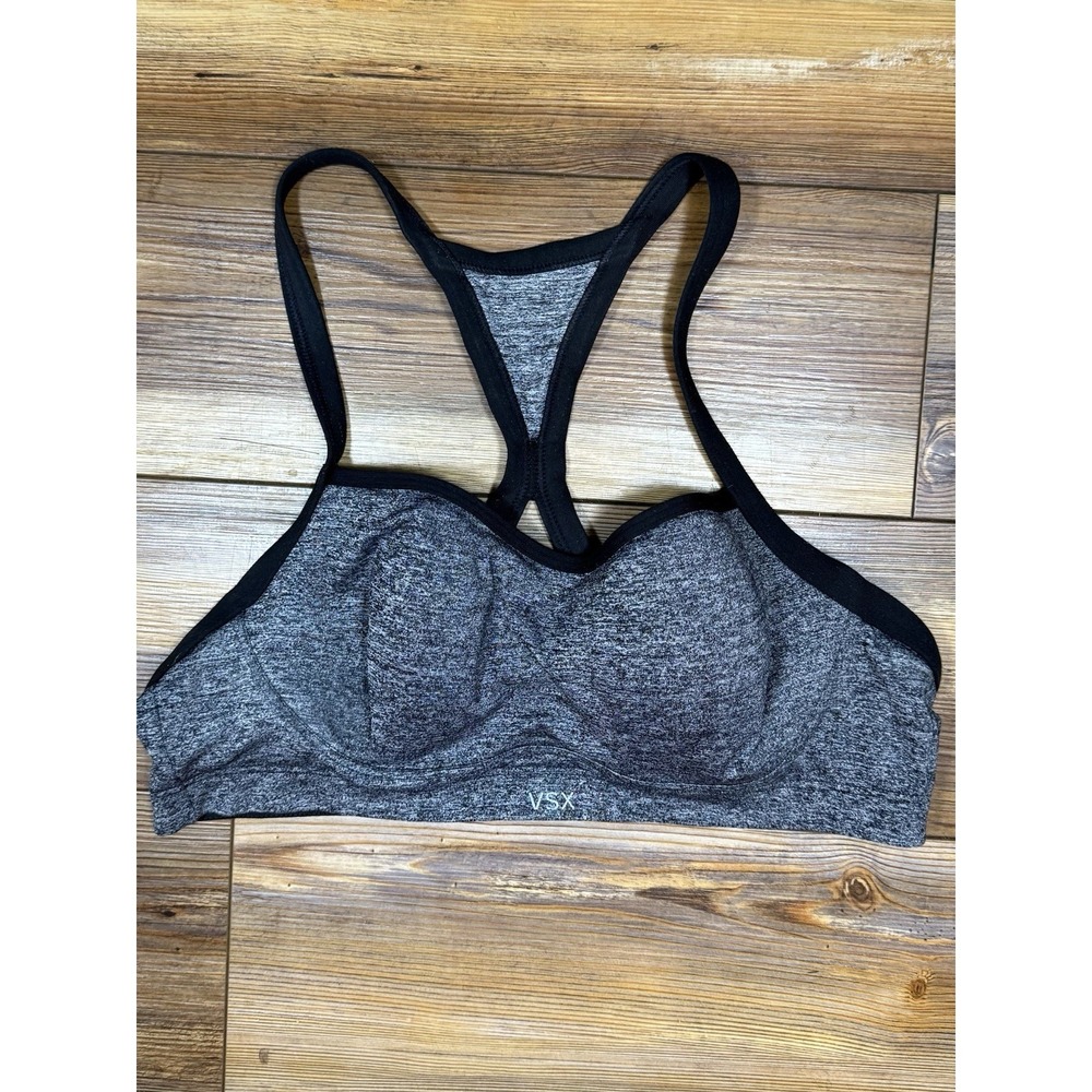 Victoria's Secret VSX Sport Sports Bra 36B Underwire Racerback Gray Black